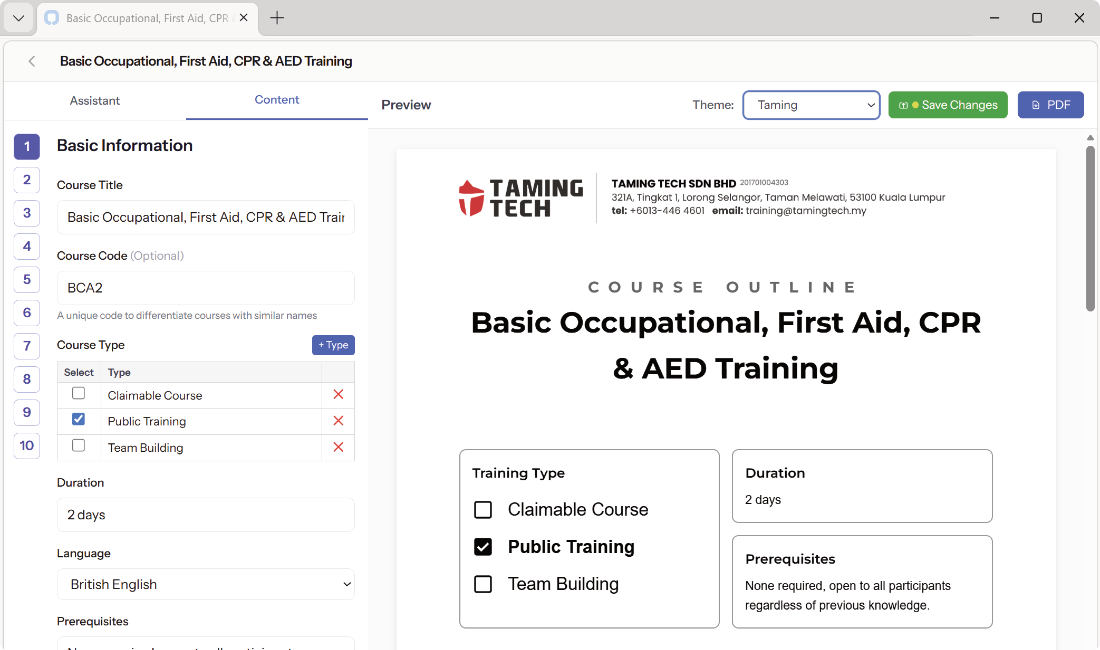 AI course outline builder